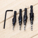 4Pcs #6 #8 #10 #12 HSS Countersink Drill Bit Set Screw 1/4 Hex Shank Wood T