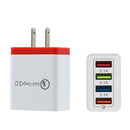 4 USB Travel Wall Charger 3A Fast Charging Charger US Plug Adapter (Red) Newly