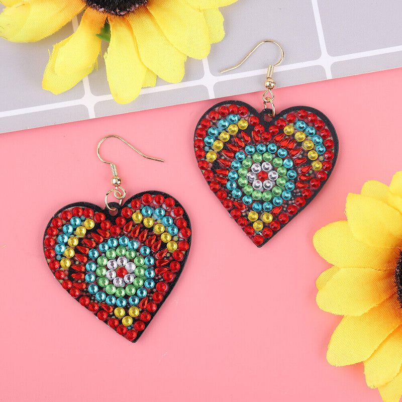 5D DIY Diamond Painting Earrings Double-sided Heart Drop Earrings (RZ016) Newly