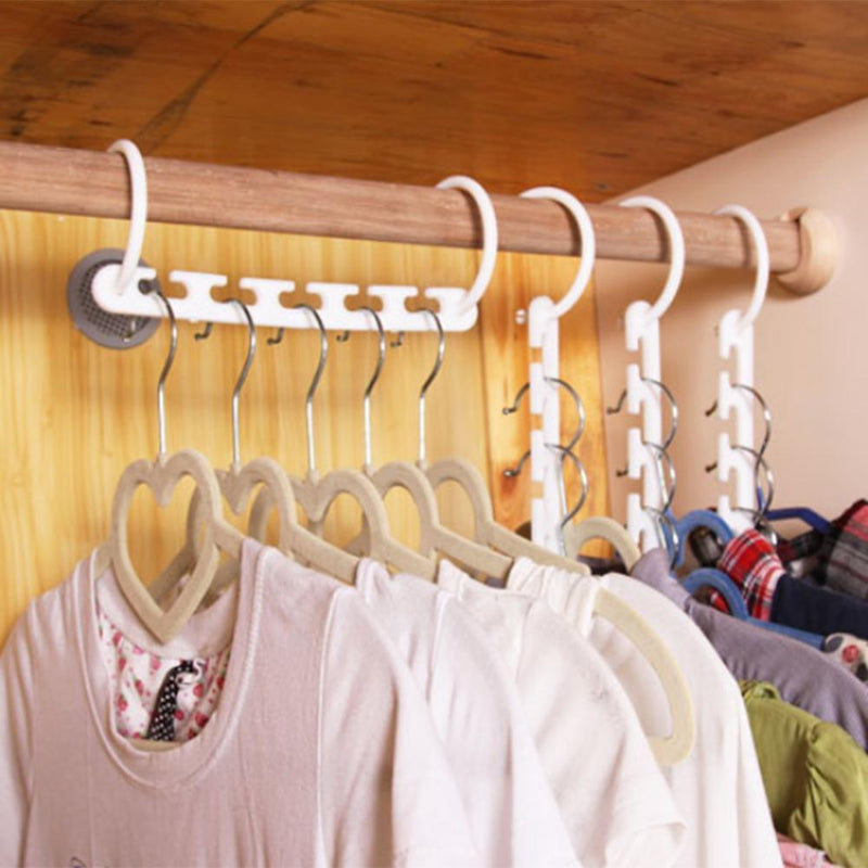 8pcs/set Clothes Hangers Rack Wardrobes Closet Clothing Hook Space Saver