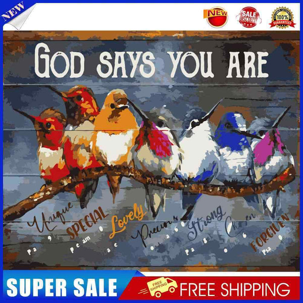 Words Bird Oil Paint By Numbers Kit DIY Acrylic Painting on Canvas Picture