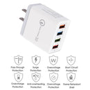 4 USB Travel Wall Charger 3A Fast Charging Charger US Plug Adapter (Grey) Newly