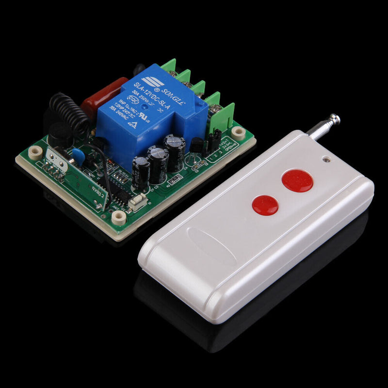 AC 220V 30A 1CH Receiver 2 Buttons Remote Control 1000M 315MHz Transceiver