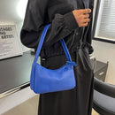Retro Women Shoulder Bags Female PU Leather Underarm Totes Handbag (Blue)