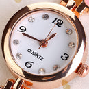 Girls Chic Fashion  Flower Rose Golden Bracelet Wrist Watch Pink Newly