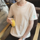 Men Summer Casual Short-Sleeve Fashion Clothes Printing Pure Color Loose T-Shirt