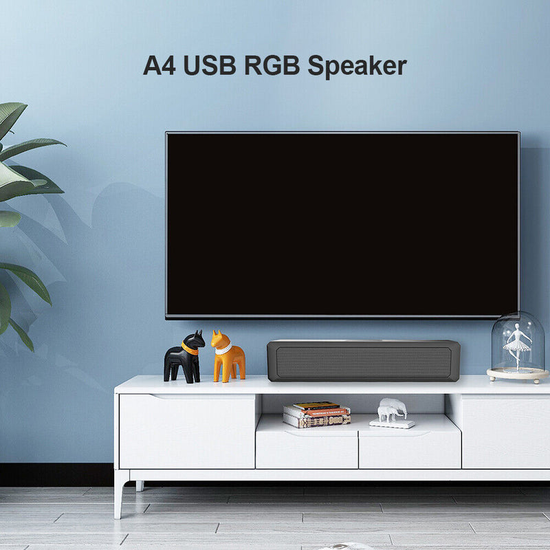 A4 USB Wired Sound Bar 6W Stereo Surround Speaker Music Player for PC Theater TV