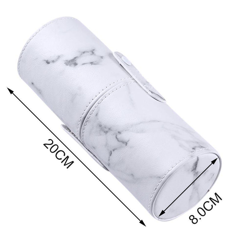 Travel PU Marbling Makeup Brushes Pen Holder Storage Cosmetic Case Box(M)
