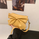 Retro Women PU Bowknot Shoulder Messenger Bag Casual Small Handbag (Yellow)