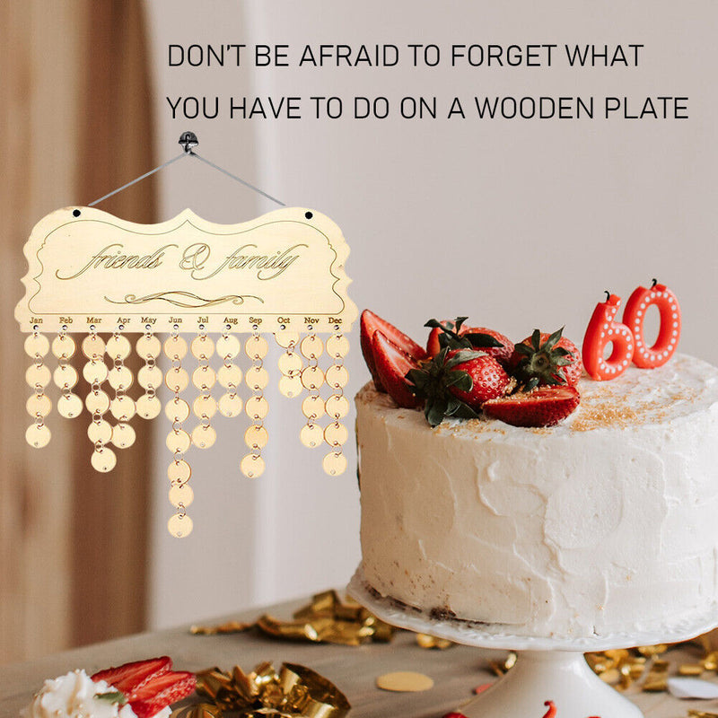 Wooden Reminder Calendar Birthday Tracker DIY Wall Hanging Board Sign