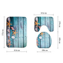 3pcs Ocean Underwater World Anti Slip Toilet Pattern Carpet Bathroom Mat(A)