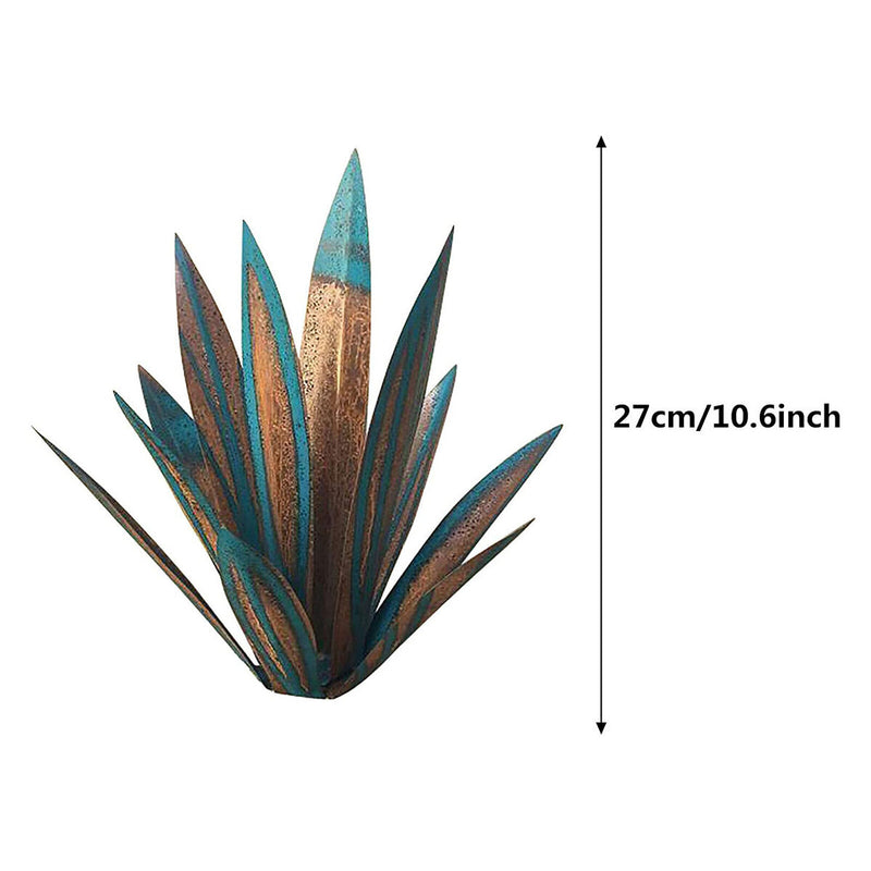 Rustic Sculpture, Metal Agave,  DIY Iron Art Statue Plant for Garden (Blue)