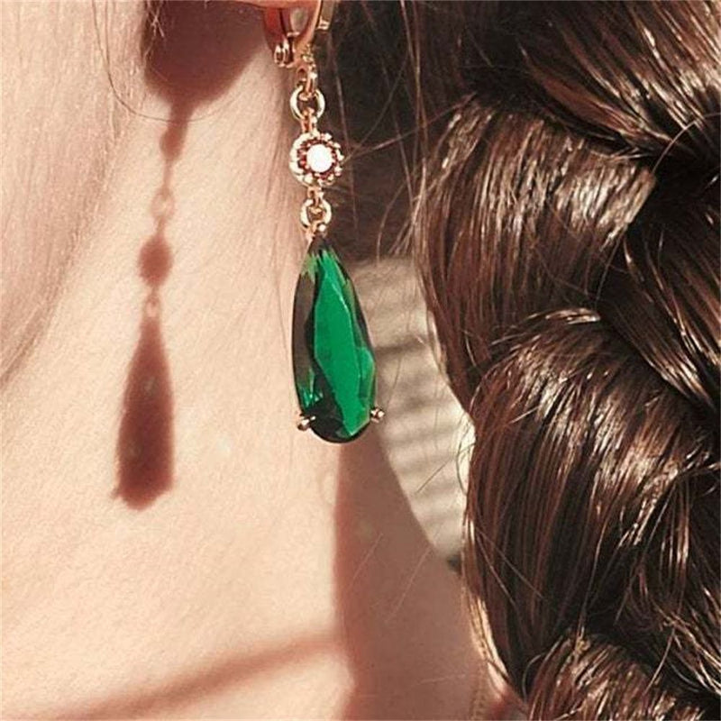 Drop-Shaped Party Jewelry Women Earrings Anime Peripheral Green Gem Earrings