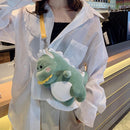 Women Mini Plush Shoulder Crossbody Bag Cartoon Cute Dinosaur Money Phone Bag