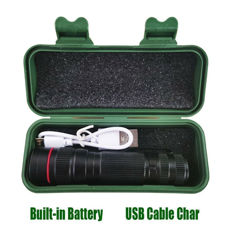 Zoom Flashlight Camping Lamp Rechargeable USB Pen Clip Illuminated Flashlight