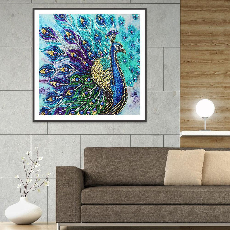 5D DIY Special Shaped Diamond Painting Peafowl Embroidery Mosaic Kits Home Decor