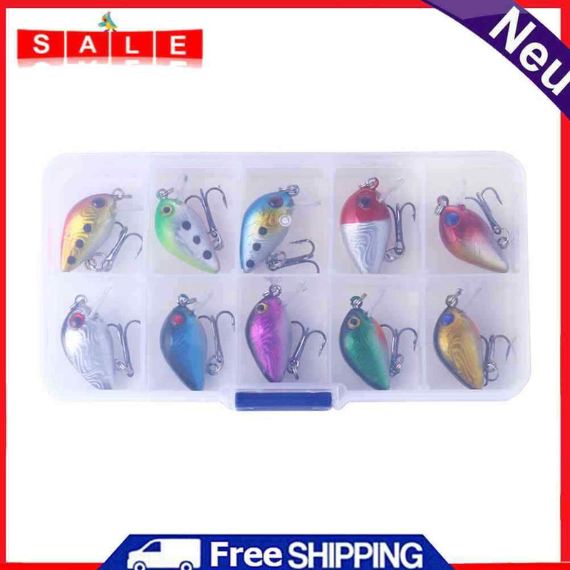 10x 3cm 1.5g Bionic Crank Wobblers Fishing Lures Artificial Baits w/ Storage Box