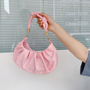 Women Fashion Pleated Shoulder Underarm Bag Hobos Solid Color PU Leather Wallet