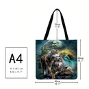Wolfs Printed Shoulder Shopping Bag Casual Large Tote Handbag (40*40cm)