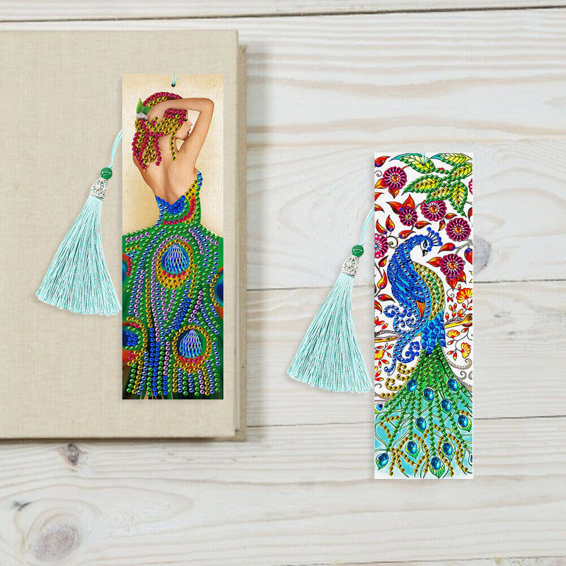 2pcs 5D Special Shape Diamond Painting Bookmark Mosaic Leather Page-Marker Newly