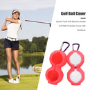Sports Silicone Double Golf Ball Protective Cover with Carabiner (Pink) Newly
