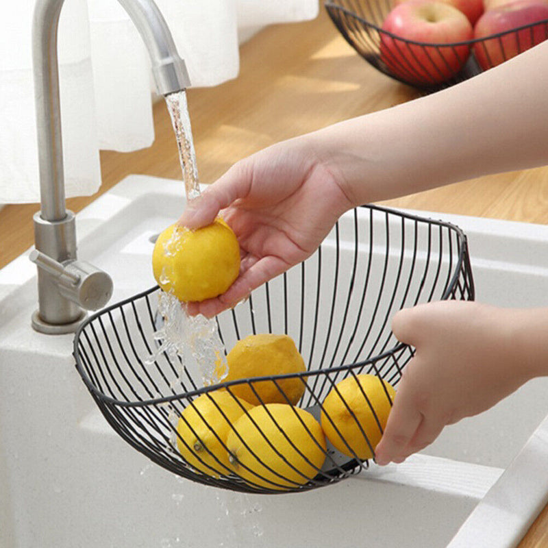 Fruit Basket Fruit Container Bowl Kitchen Drain Rack Table Snacks Display Tray