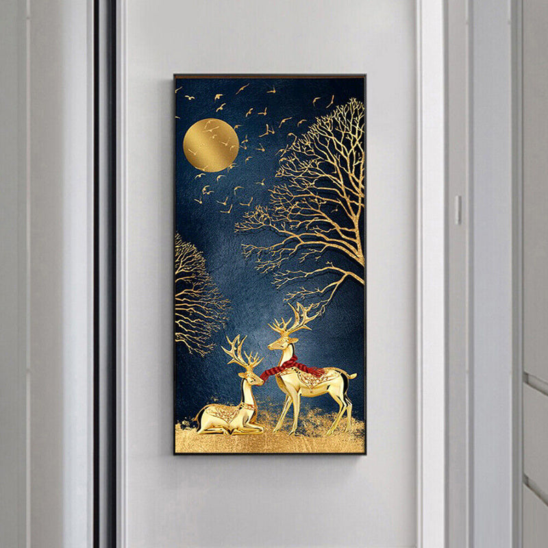 Golden Deer Oil Paint By Numbers DIY Handpainted on Canvas Wall Picture Unframed