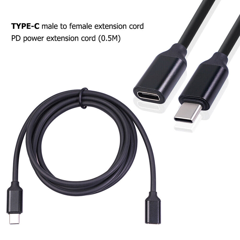 USB C Extension Cable USB C Male to Female Power Delivery Charging Extender Cord