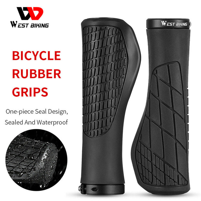 WEST BIKING Bicycle Handlebar Cover Rubber MTB Anti-slip Lock Grips (Black)