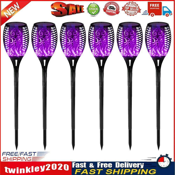 12 LED Flame Torch Light Solar Powered Garden Plug-In Decor Lamp (6pcs) Newly