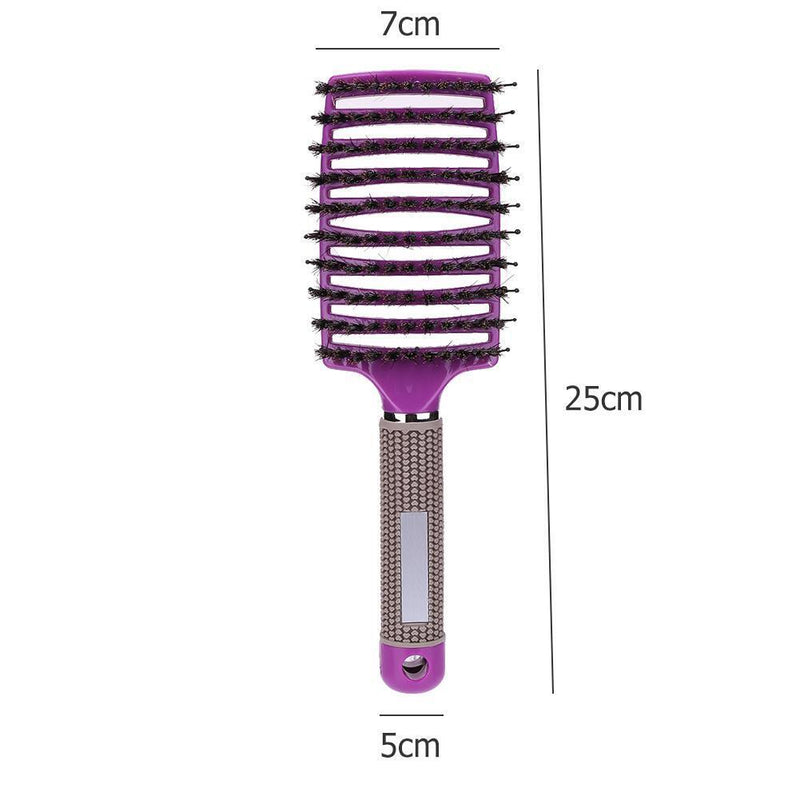 Scalp Massage Bristle Hair Comb Curly Straight Anti Static Hairbrush(Purple