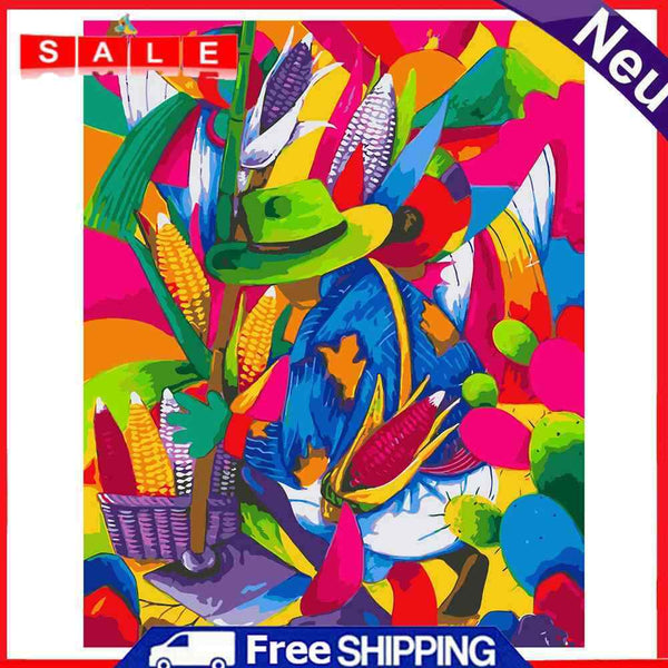 DIY Painting By Numbers Kits Canvas Abstract Oil Coloring Unframed Room Decor