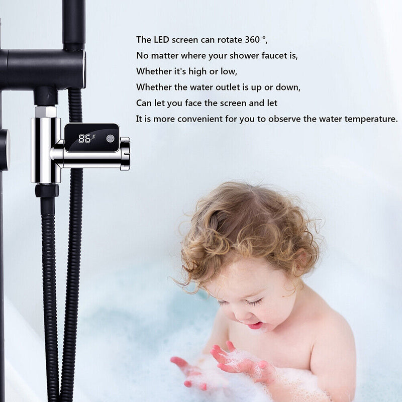 LED Water Temperature Thermometer Shower Celsius/Fahrenheit Display Sensor Newly