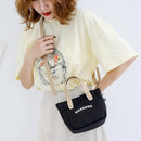 Letter Print Shoulder Satchel Handbags Canvas Women Crossbody Bags (Black)
