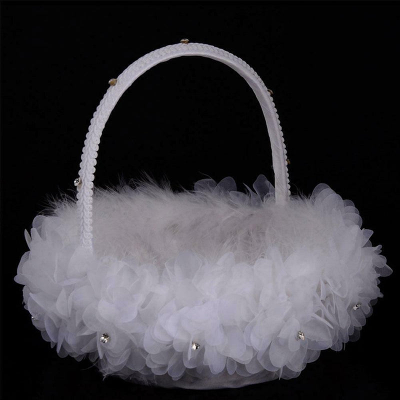 Flower Girl Baskets The Fabric Lace Decoration Cute Flower Handle Basket Q9J4