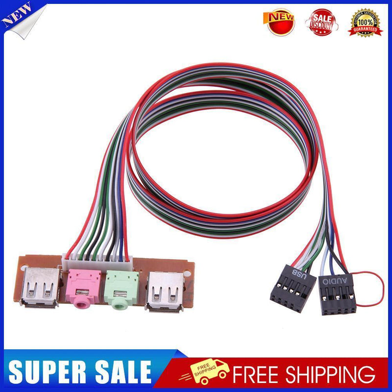 PC Computer Case Front Panel USB Audio Port Mic Earphone Cable