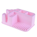 Rectangle Bathroom Cup Holder Rack Shelf Storage Cosmetics Organizer(Pink)