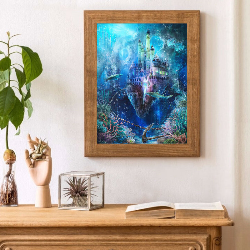 Underwater Castle Oil Paint By Numbers Kits Picture for Adults Children No Fr