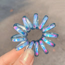 Telephone Wire Elastic Hairbands Women Ponytail Holder Hair Ties (Blue)