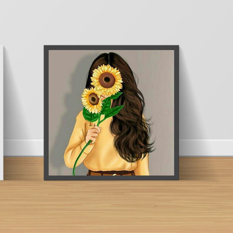 5D Diamond Painting Kit Sunflower Girl Full Round Drill DIY Mosaic Picture