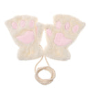 Fashion Winter Warm Plush Fluffy Cat Paw Mittens Children Gloves Fingerless