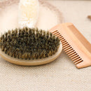 Professional Men Mustache Shaving Comb Bristle Wood Beard Brush Face Cleaning