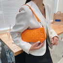 Retro Women Embossed Geometric PU Underarm Shoulder Bag Handbags (Orange)