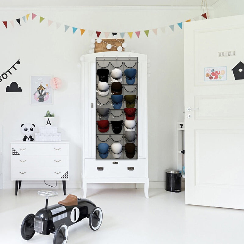 Hat Rack 24 Clear Store & Display Your Baseball Cap Collection for Door / Wall