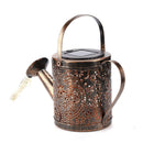 LED Solar Kettle Light Wrought Iron Hollow Flower Water Can Fairy Lamp (B)