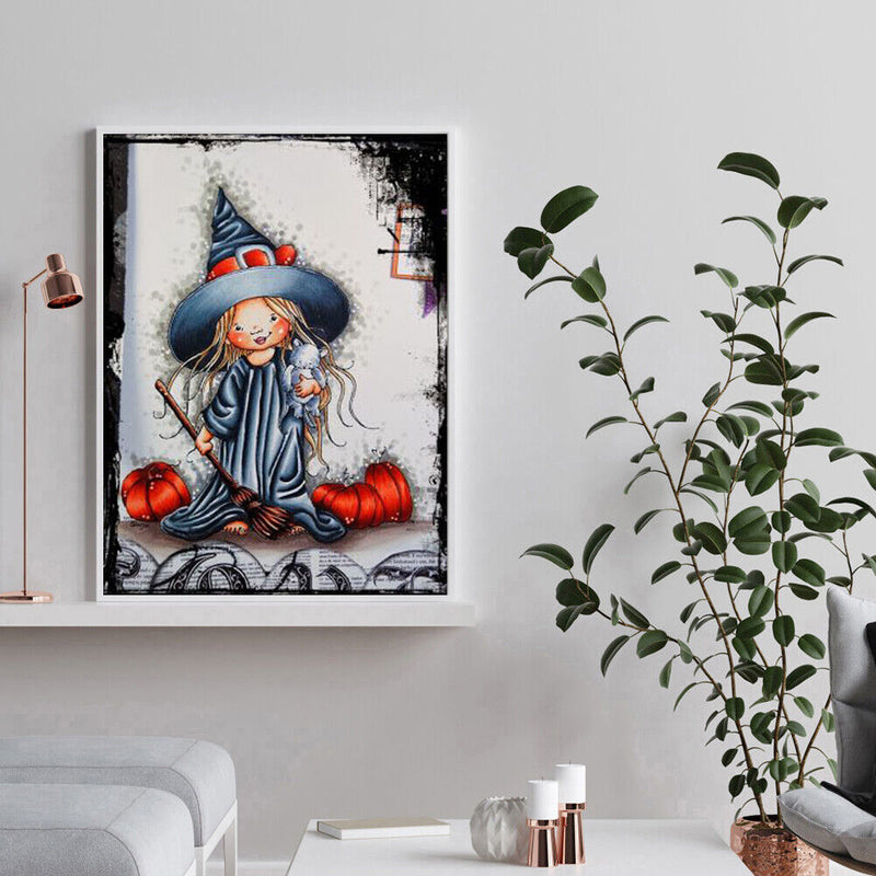 Art Hand Painted Oil Paint By Numbers Witch Digital Drawing On Canvas Home Decor