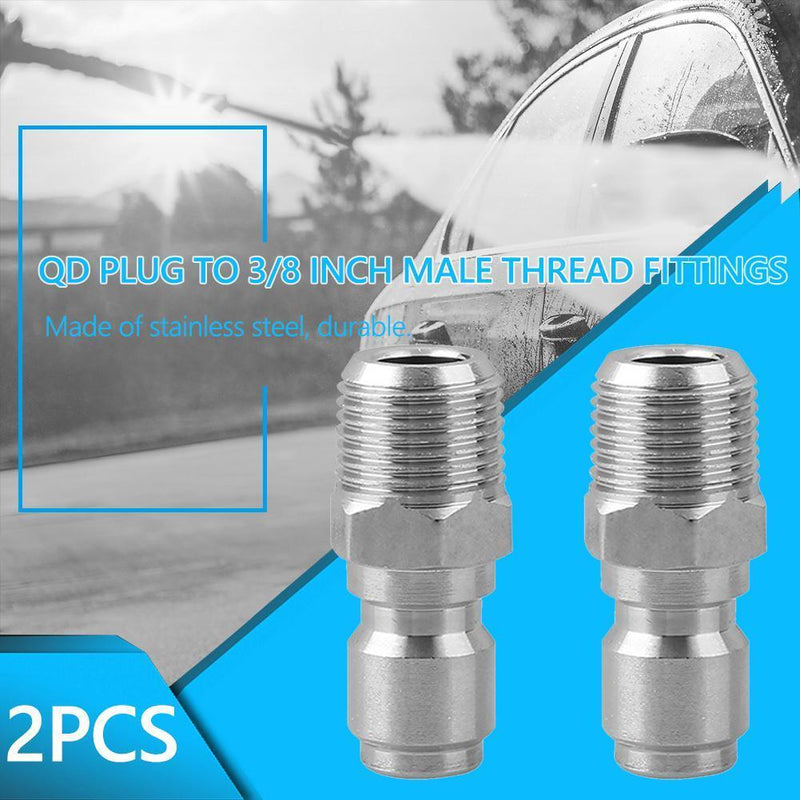 1 Pair 3/8 Threaded Male to Quick Connect Plug Fittings Pressure Washer Ada