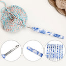 8x Blue Porcelain Plastic Handle Crochet Hooks Knitting Needles Sewing Tool