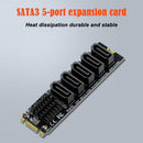 5 Ports M.2 NGFF B-Key SATA to SATA 3 SSD HDD Expansion Card with Heat Sink