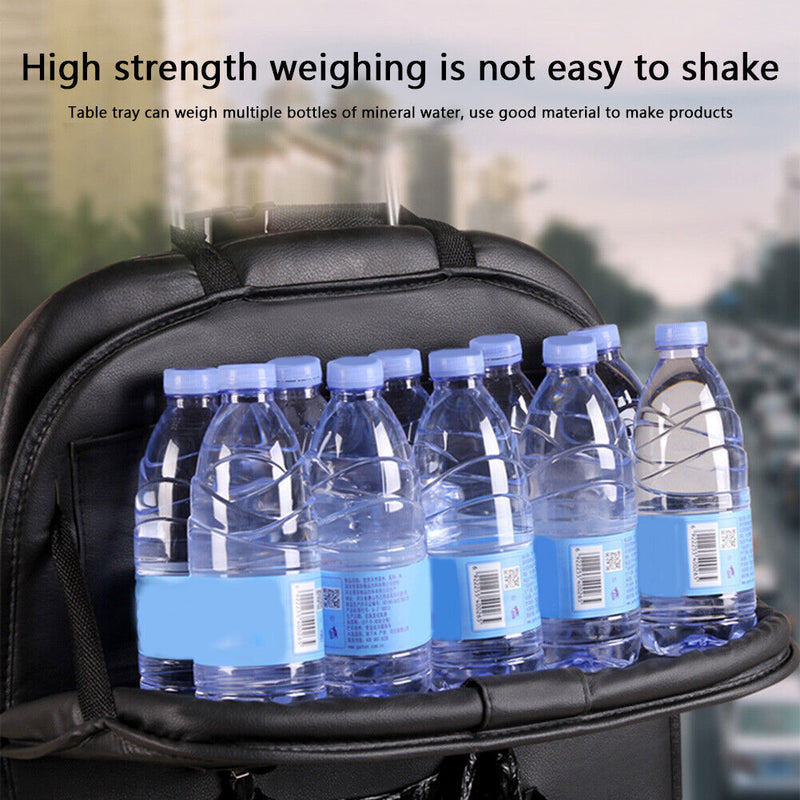 Car Backseat Organizer with Foldable Table Auto Seat Back Protector (Black)